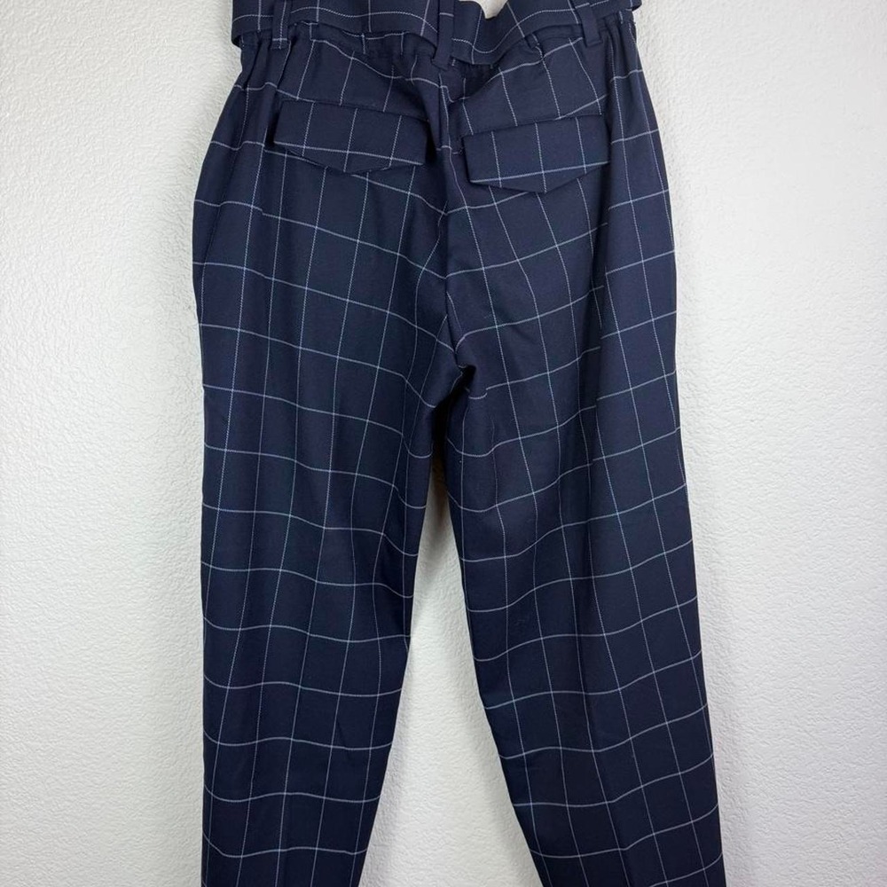A New Day Navy Windowpane Plaid Paperbag Pants Size 2 - Picture 3 of 3